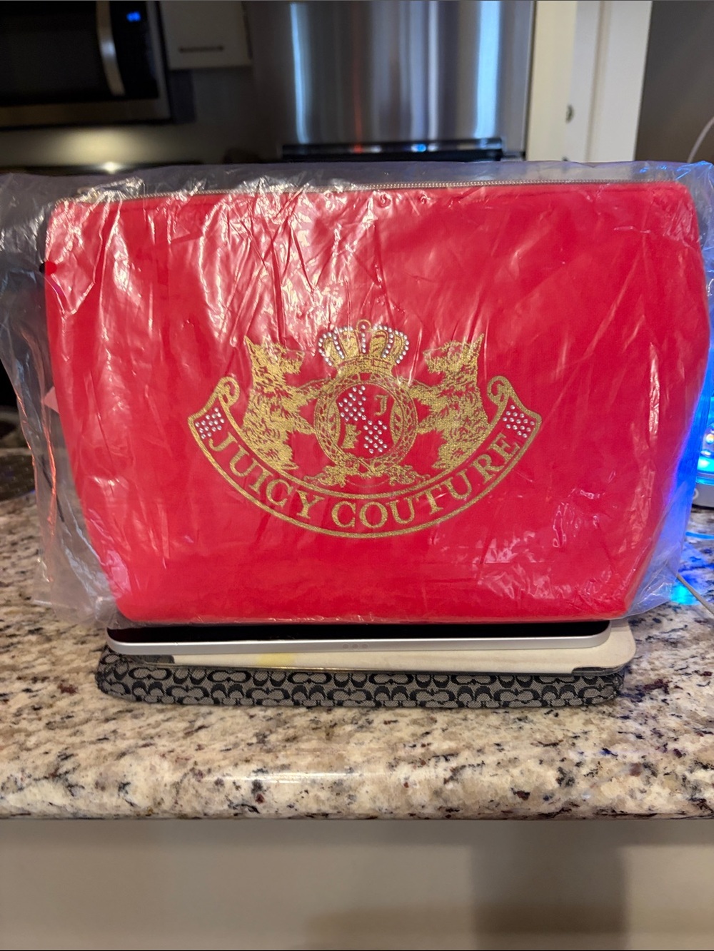 Juicy Couture Red Makeup Pouch with Gold Crest
